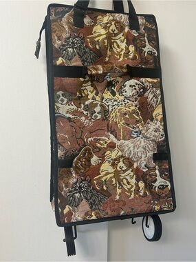 Tapestry Bag on Wheels Packable with Dog Print